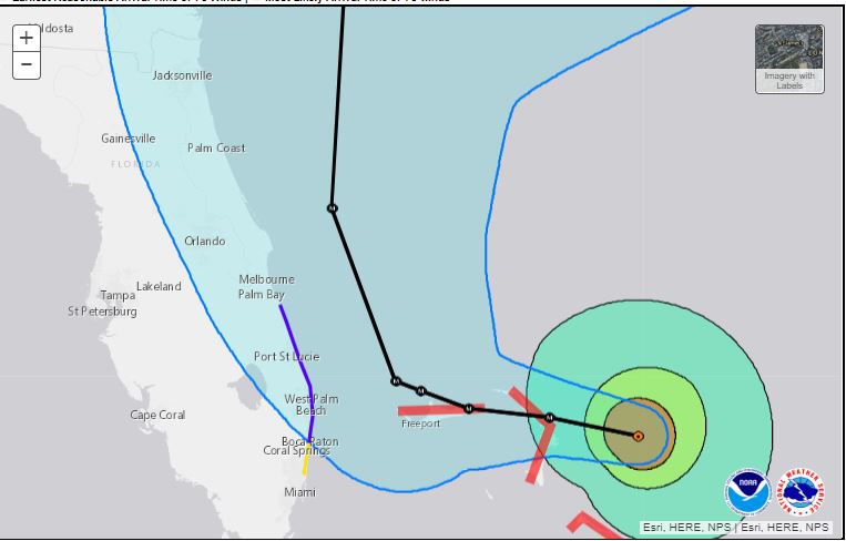 5 am Sunday projected land impact